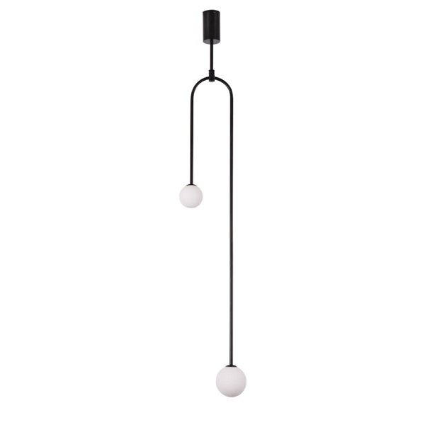 Lampa wisząca LOOP czarna 123 cm z białymi kloszami - nowoczesna do salonu Step Into Design