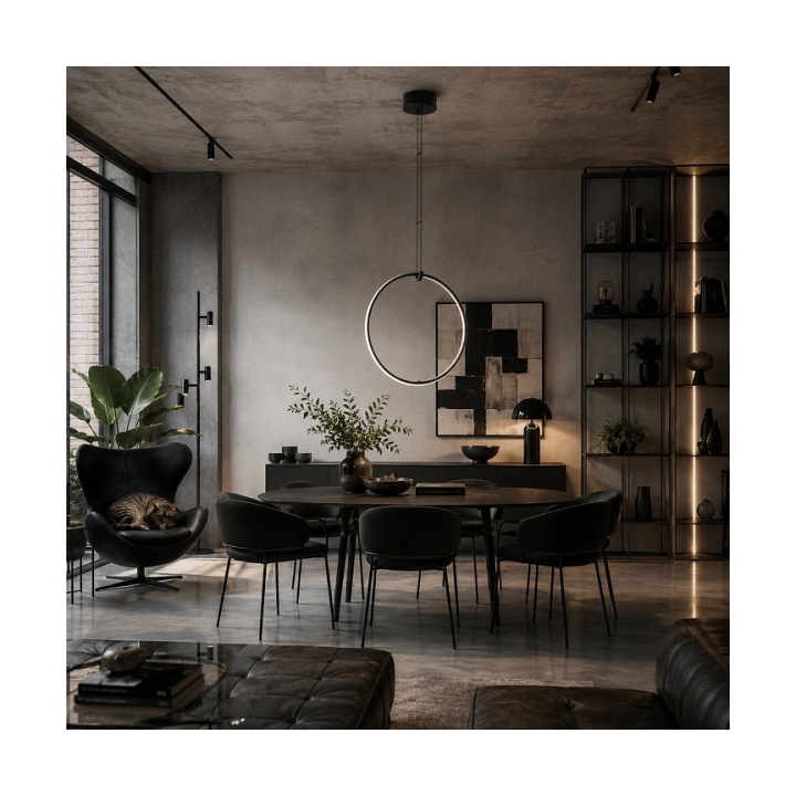 Lampa wisząca COCO 1, 40 cm - LED, czarny minimalistyczny ring - Step Into Design