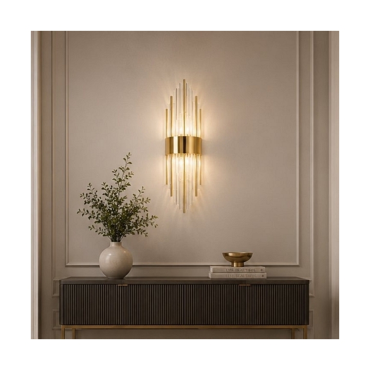 Lampa ścienna DRACO, 60 cm - kryształowo - złota, styl glamour - Step Into Design
