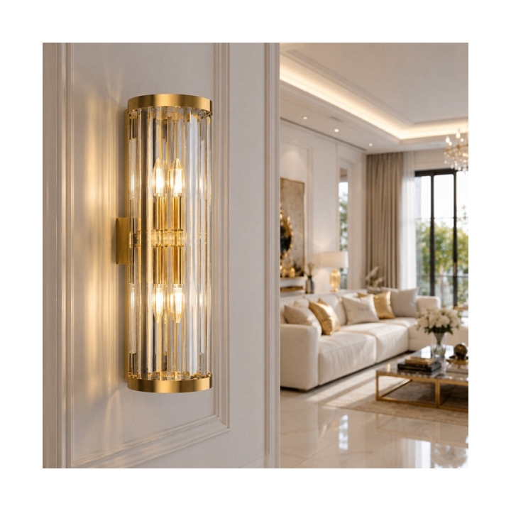 Lampa ścienna EXELLENT kryształowa złota 45 cm - Step Into Design