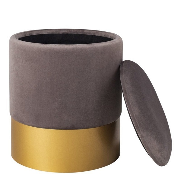 Pufa welurowa VELVET szara / rozm. L Step Into Design