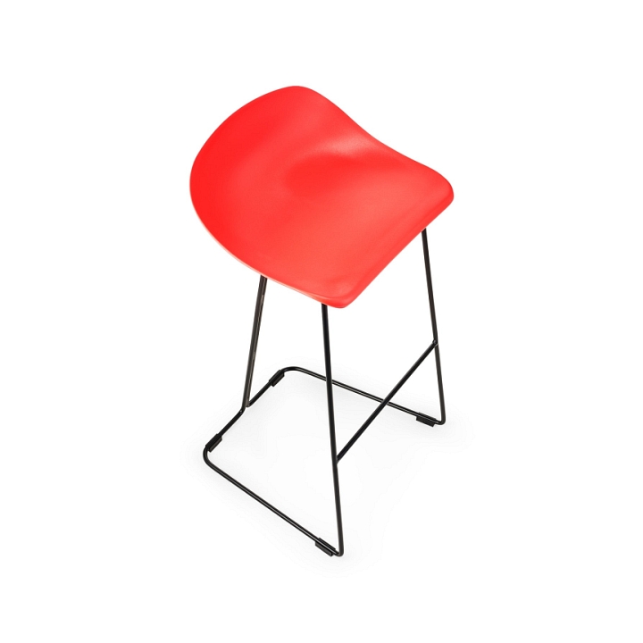 Hoker CARO BAR czarne nogi i czerwone siedzisko 75 cm - Step Into Design