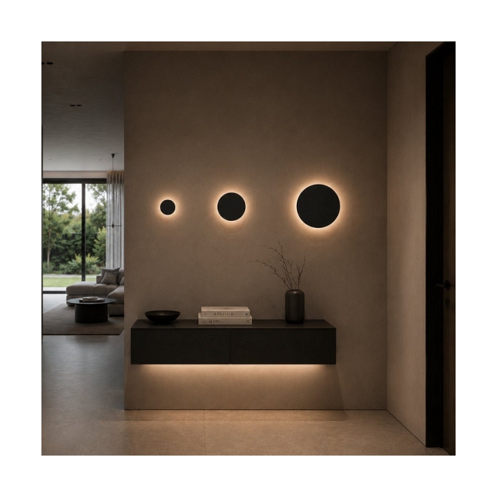 Lampa ścienna NYX 15 cm - LED okrągła, metalowa, czarna - Step Into Design