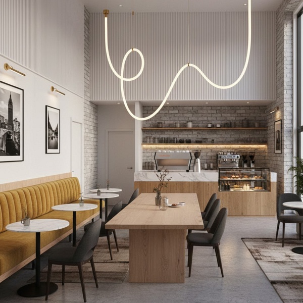 Lampa wisząca SNAKE LED 400 cm - elastyczny przewód LED, 3000K, złote uchwyty Step Into Design