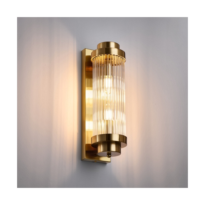 Lampa ścienna STELO 40 cm - kinkiet kryształowy LED, rama metalowa, złoty - Step Into Design