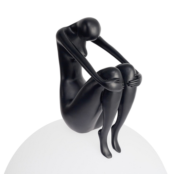 Lampa stołowa WOMAN-2 ,47 cm - czarna figura, biały klosz Step Into Design
