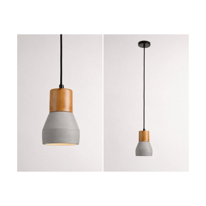 Lampa wisząca CONCRETE 12 cm- szary beton, drewno - Step Into Design