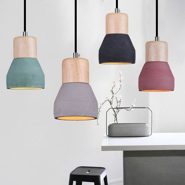 Lampa wisząca CONCRETE 12 cm- czarny beton, drewno Step Into Design