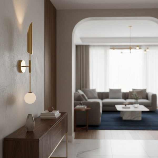 Kinkiet ścienny MIKA-1, 70 cm - biało-złoty, metalowy, do wnętrz nowoczesnych Step Into Design