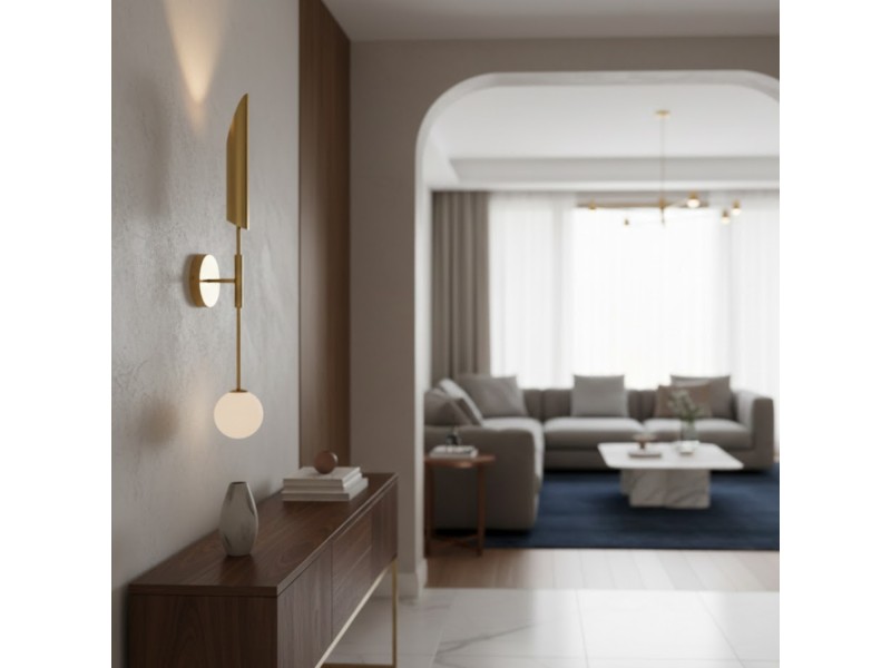 Kinkiet ścienny MIKA-1, 70 cm - biało-złoty, metalowy, do wnętrz nowoczesnych Step Into Design