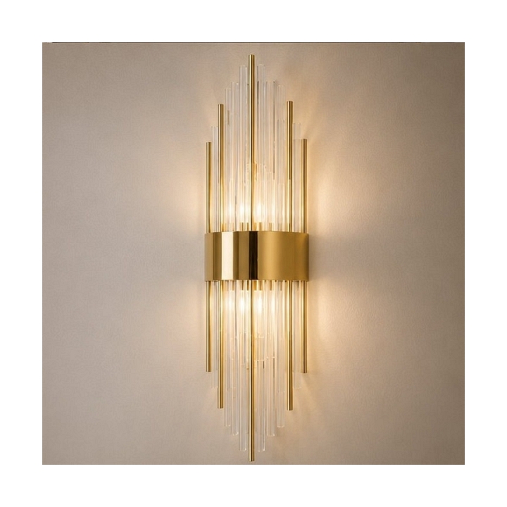 Lampa ścienna DRACO, 60 cm - kryształowo - złota, styl glamour - Step Into Design