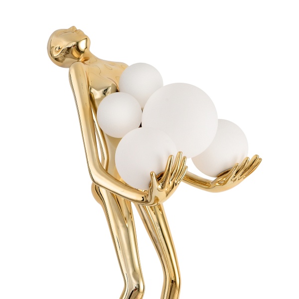 Lampa podłogowa WOMAN 180 cm – złota figura kobiety z białymi kloszami Step Into Design