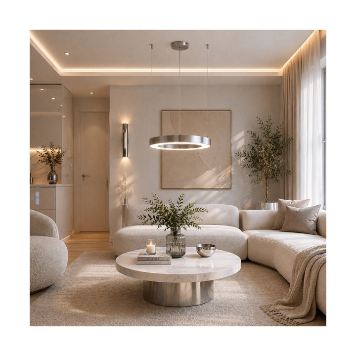 Lampa wisząca CIRCLE 40 cm LED, ring nikiel szczotkowany - Step Into Design
