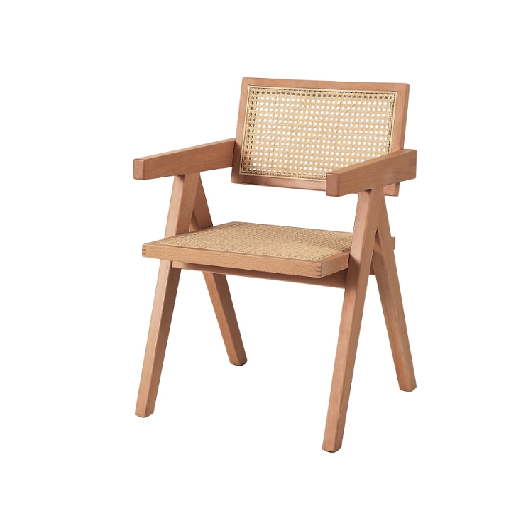 Krzesło BOHO drewniane w kolorze naturalnym z podłokietnikami - Step Into Design