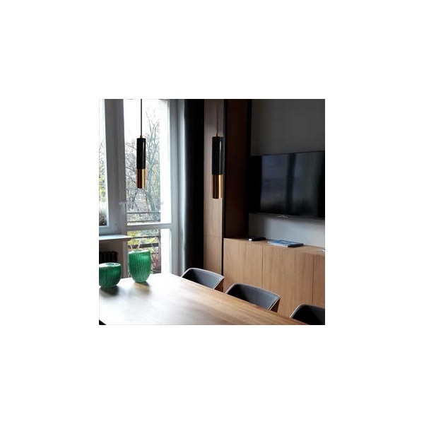 Lampa wisząca GOLDEN PIPE-1 czarno złota 5 cm Step Into Design