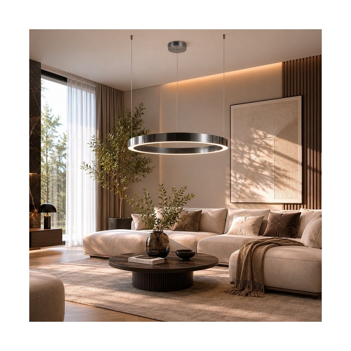 Lampa wisząca CIRCLE 80 cm - LED, ring tytanowy - Step Into Design