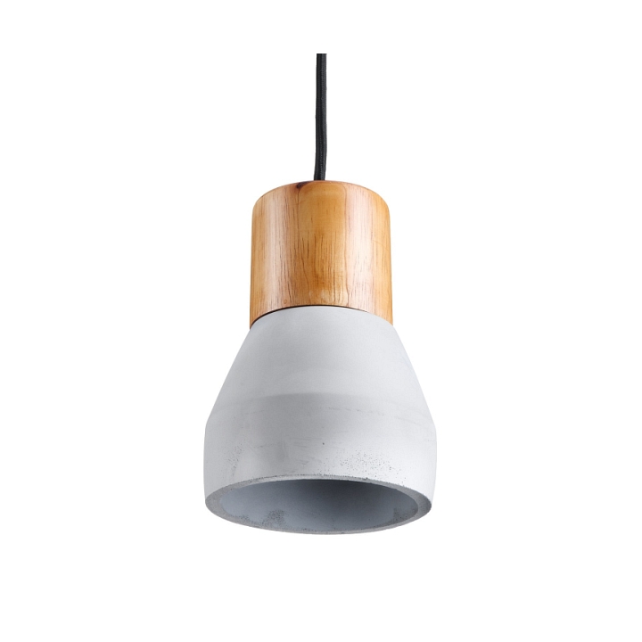 Lampa wisząca CONCRETE 12 cm- szary beton, drewno - Step Into Design