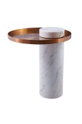 Stolik kawowy COLUMN marmurowy biały miedziany 55 cm Step Into Design