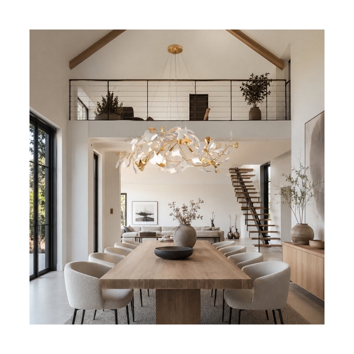 Lampa wisząca BOTANIKA GOLD 100 cm - złota, G9, regulowana, designerska - Step Into Design