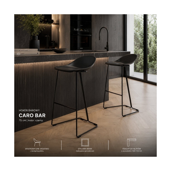 Hoker CARO BAR designerski czarny 75 cm - Step Into Design
