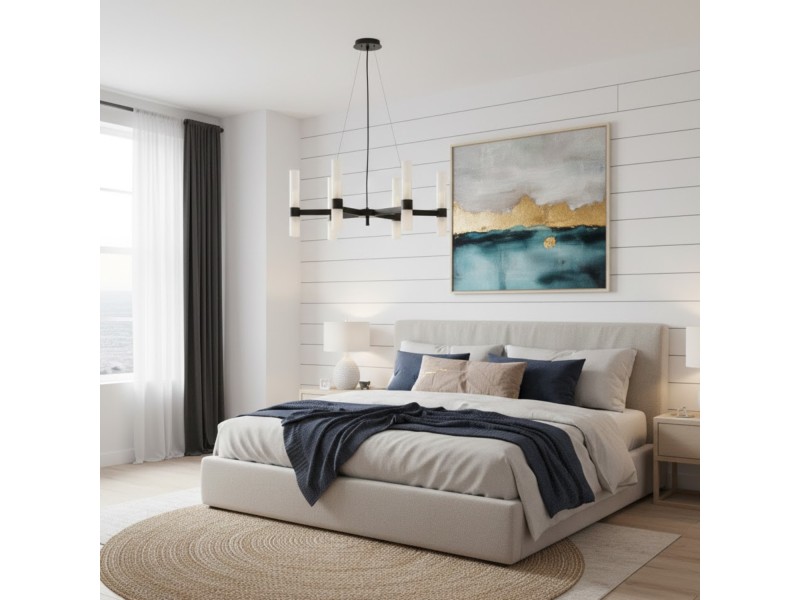 Lampa wisząca CANDELA-6 - 6-ramienna oprawa sufitowa czarna 70 cm Step Into Design