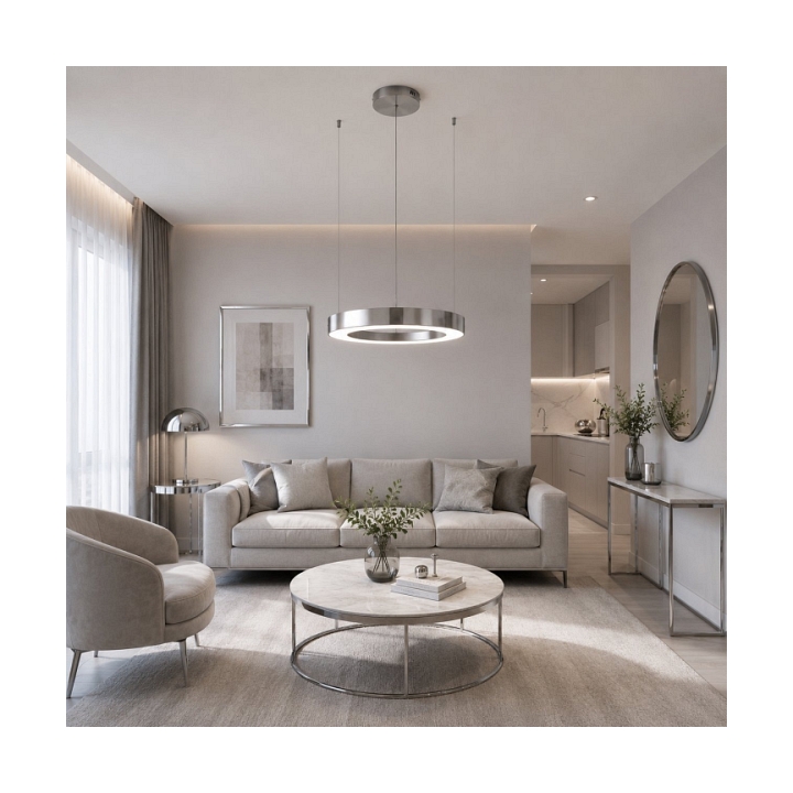 Lampa wisząca CIRCLE 40 cm LED, ring nikiel szczotkowany - Step Into Design