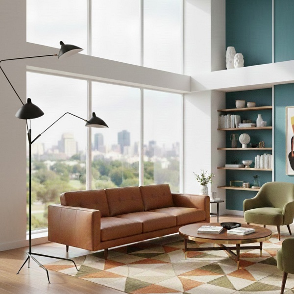 CRANE-3F - lampa podłogowa metalowa 3-ramienna, czarna, 210 cm Step Into Design