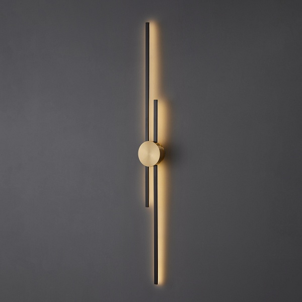 Lampa ścienna LED CENTRO czarny i mosiądz 122 cm - elegancki kinkiet Step Into Design