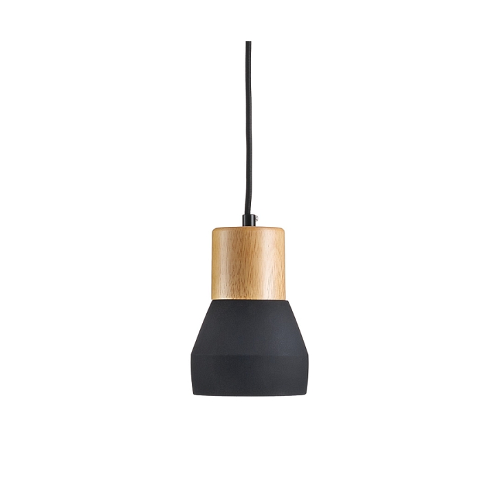 Lampa wisząca CONCRETE 12 cm- czarny beton, drewno - Step Into Design
