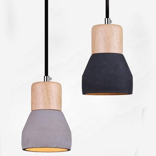 Lampa wisząca CONCRETE 12 cm- czarny beton, drewno Step Into Design