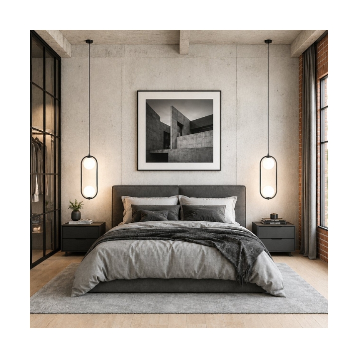 Lampa wisząca COSTA DUO 50 cm - czarny stelaż, dwa klosze - Step Into Design