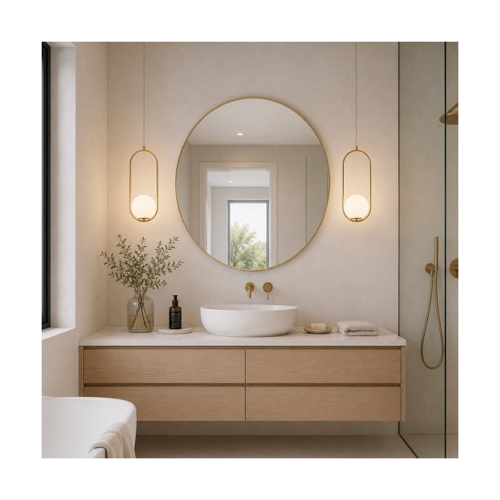 Lampa wisząca COSTA SOLO 40 cm - złoty stelaż, biały klosz - Step Into Design
