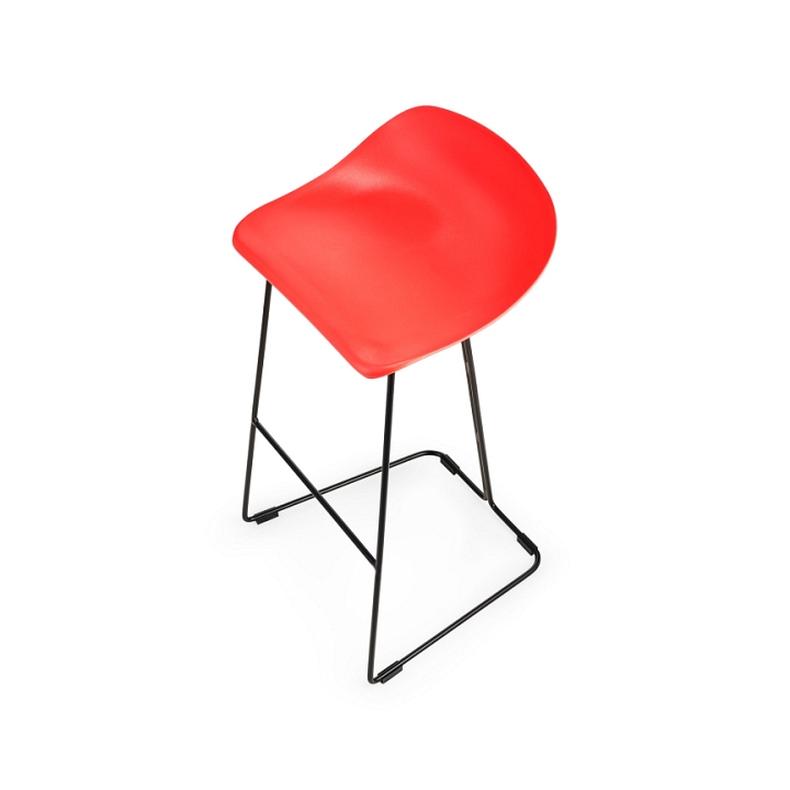Hoker CARO BAR czarne nogi i czerwone siedzisko 75 cm - Step Into Design
