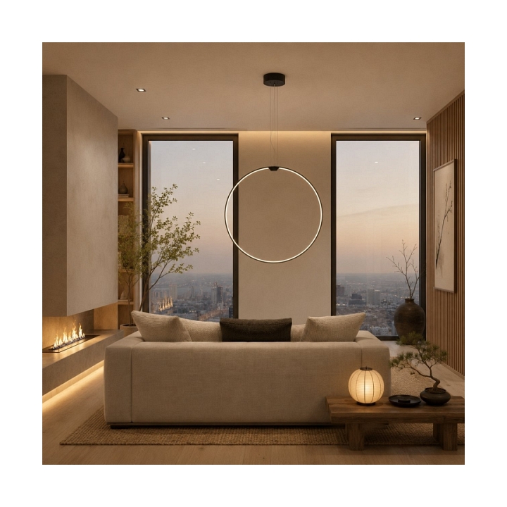 Lampa wisząca ACIRCULO 50 cm - czarny ring LED - Step Into Design