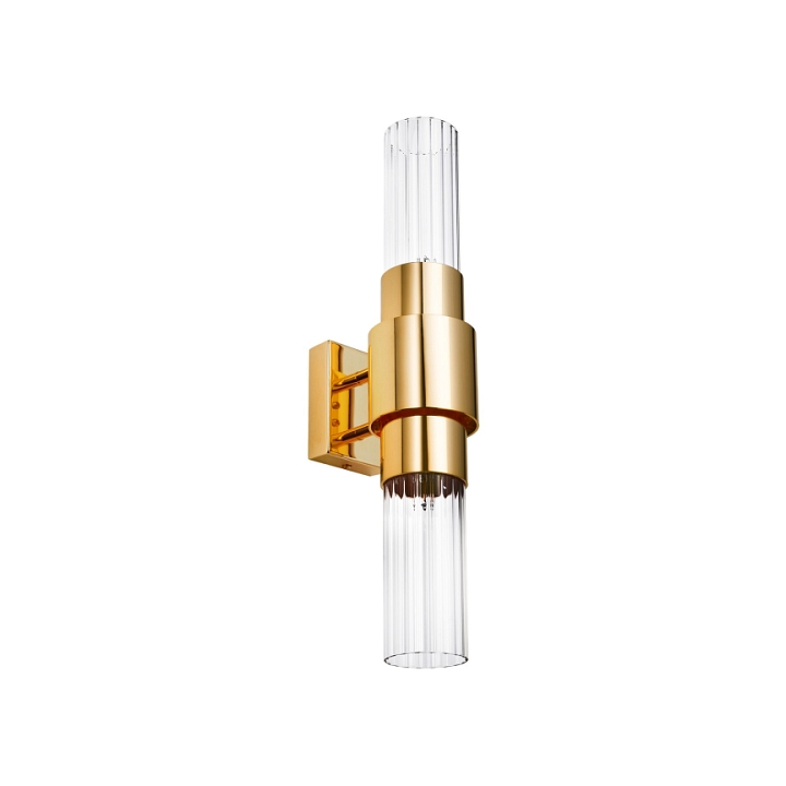 Lampa ścienna GLOW 46 cm - kinkiet złoty, szkło ryflowane - Step Into Design