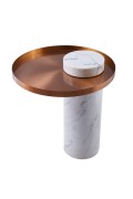 Stolik kawowy COLUMN marmurowy biały miedziany 55 cm Step Into Design