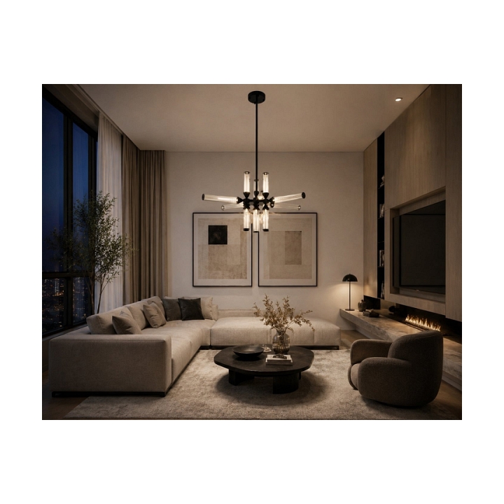 Lampa wisząca QUADRO-12 LED bursztynowe szklane klosze - Step Into Design