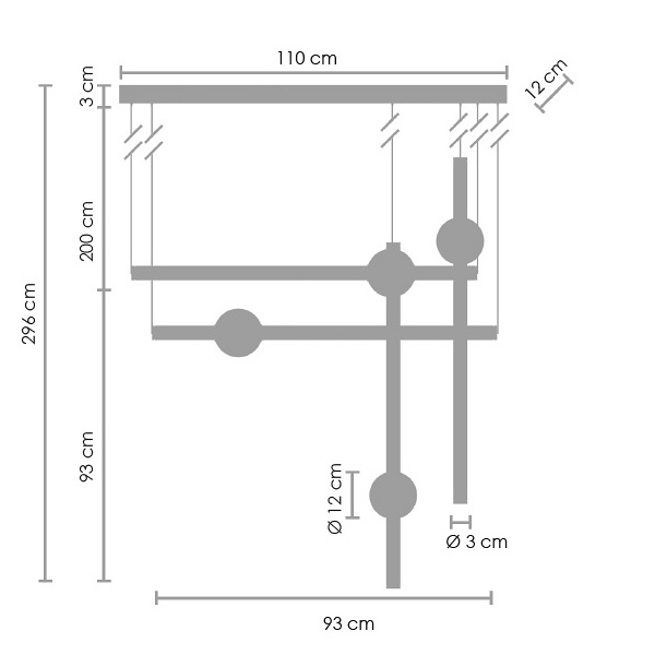 Lampa wisząca O-LINE L-4 - LED, 110 cm, mosiądz Step Into Design