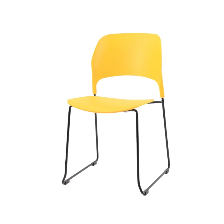 Krzesło TIPICO - polipropylen, żółte siedzisko, stelaż czarny - Step Into Design