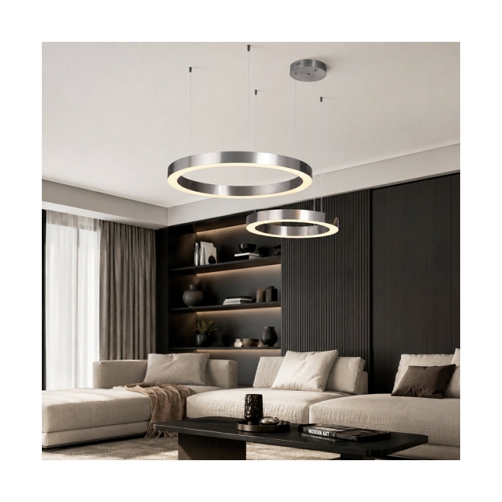 Lampa wisząca CIRCLE 40+60 LED nikiel na 1 podsufitce - Step Into Design