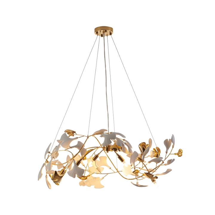 Lampa wisząca BOTANIKA GOLD 100 cm - złota, G9, regulowana, designerska - Step Into Design