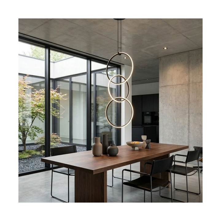 Lampa wisząca COCO 3, 40 cm - LED, czarny minimalistyczny potrójny ring - Step Into Design