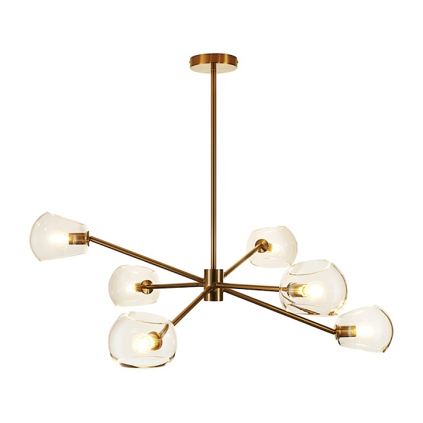 Lampa wisząca COSMIC-6 75 cm - złoty stelaż, transparentne klosze Step Into Design