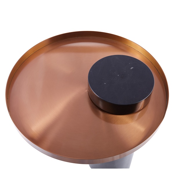 Stolik kawowy COLUMN marmurowy czarno miedziany 55 cm Step Into Design