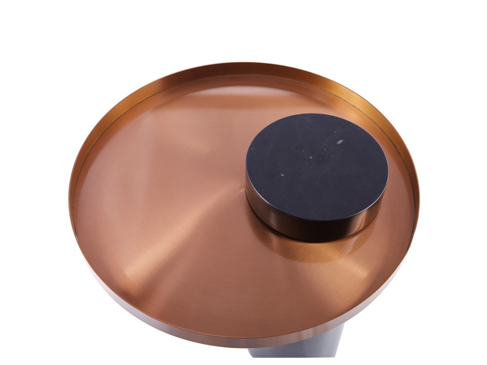 Stolik kawowy COLUMN marmurowy czarno miedziany 55 cm Step Into Design