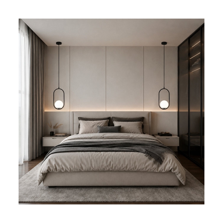 Lampa wisząca COSTA SOLO 40 cm - czarny stelaż, biały klosz - Step Into Design