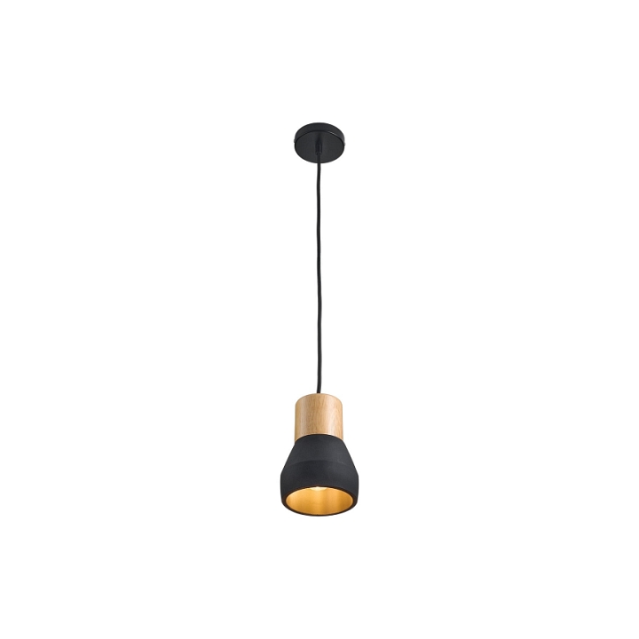 Lampa wisząca CONCRETE 12 cm- czarny beton, drewno - Step Into Design