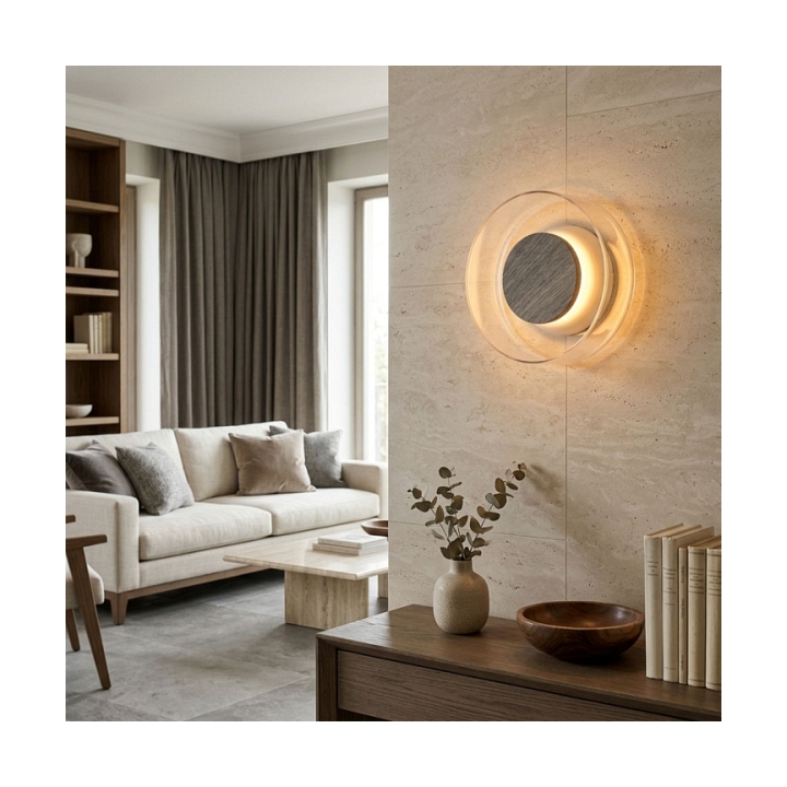 Lampa ścienna DONUT 18 – LED, szkło transparentne, brąz orzechowy - Step Into Design