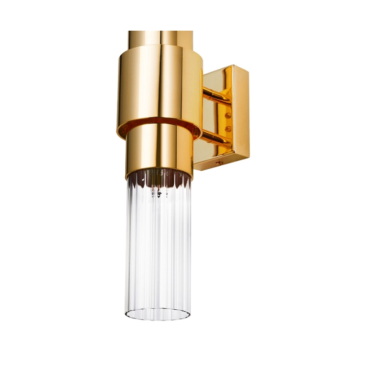 Lampa ścienna GLOW 46 cm - kinkiet złoty, szkło ryflowane - Step Into Design
