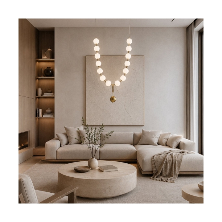 Lampa wisząca CORALLI L -LED, biało-mosiężna - Step Into Design